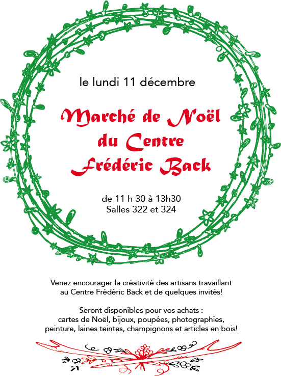 Affiche du Marché de Noël du Centre culture et environnement Frédéric-Bach à Québec